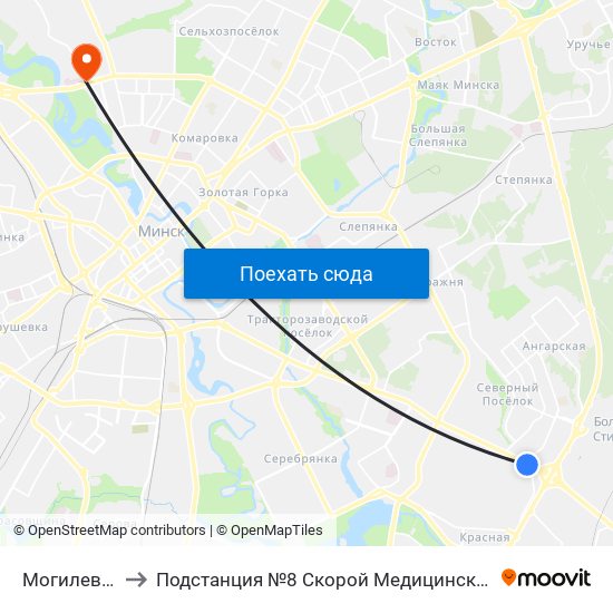 Могилевская to Подстанция №8 Скорой Медицинской Помощи map