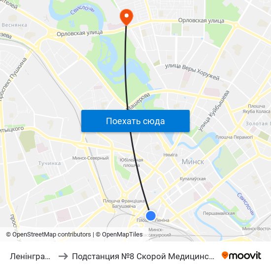 Ленінградская to Подстанция №8 Скорой Медицинской Помощи map