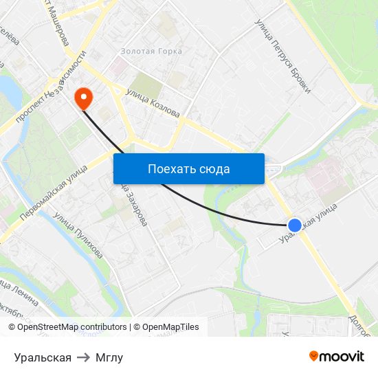 Уральская to Мглу map