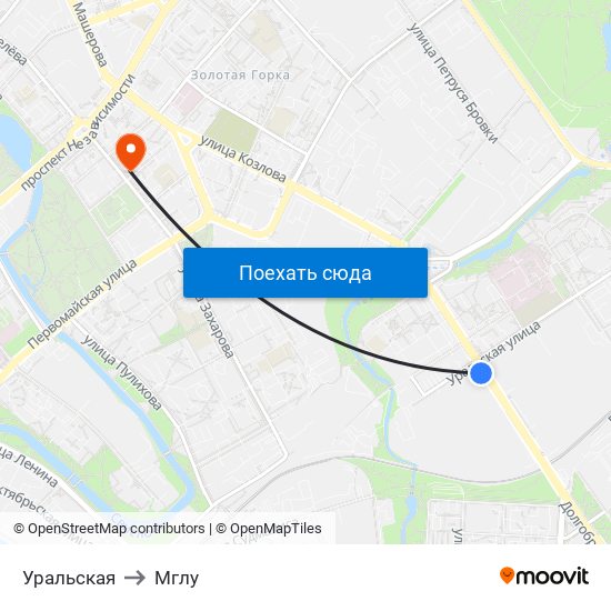 Уральская to Мглу map