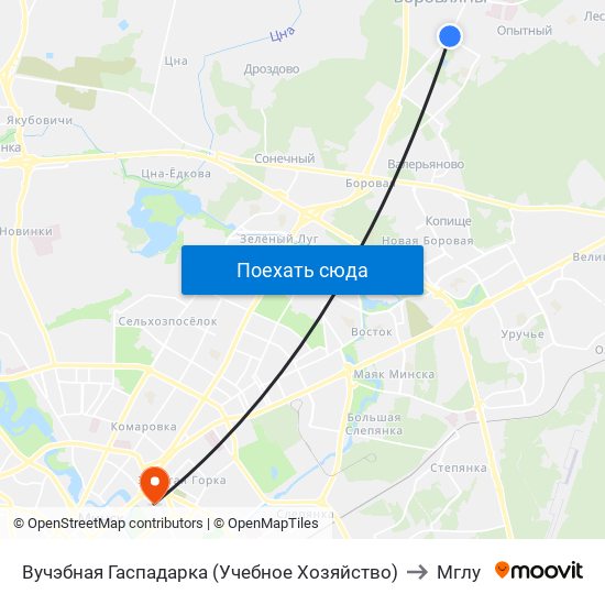 Вучэбная Гаспадарка (Учебное Хозяйство) to Мглу map