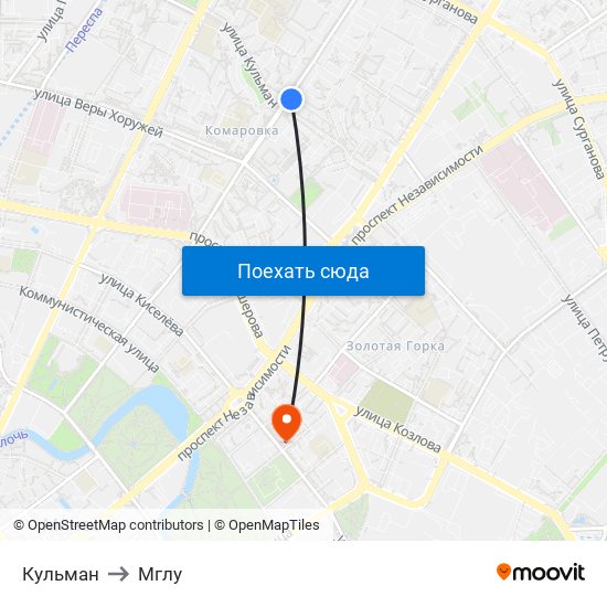 Кульман to Мглу map