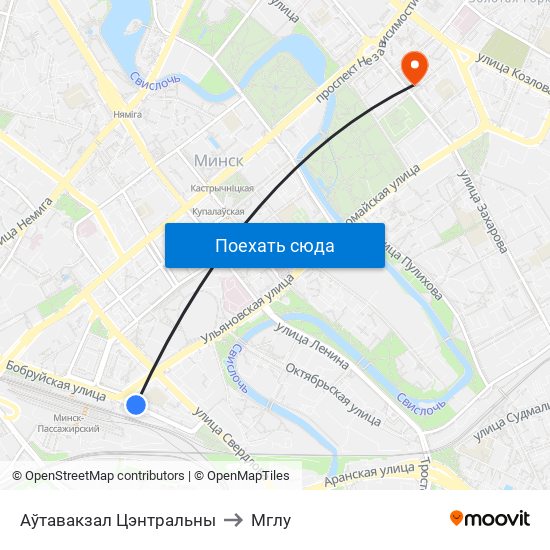 Аўтавакзал Цэнтральны to Мглу map