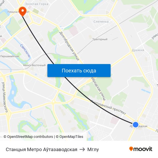 Станцыя Метро Аўтазаводская to Мглу map