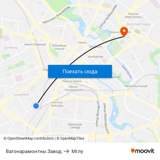 Вагонарамонтны Завод to Мглу map