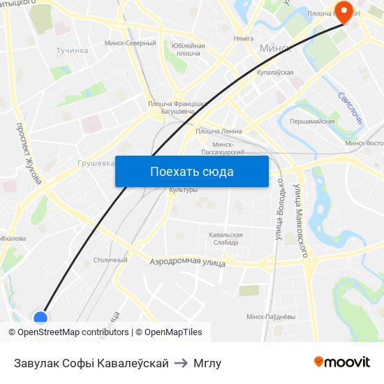 Завулак Софьі Кавалеўскай to Мглу map