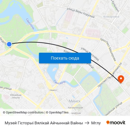 Музей Гісторыі Вялікай Айчыннай Вайны to Мглу map