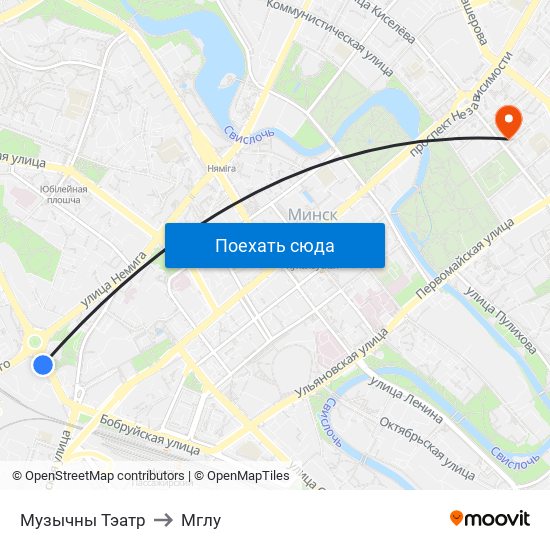 Музычны Тэатр to Мглу map