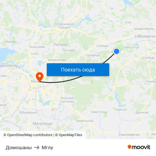 Домошаны to Мглу map