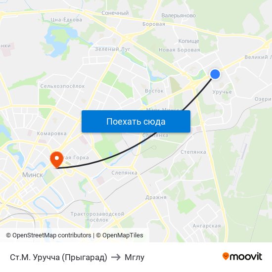 Ст.М. Уручча (Прыгарад) to Мглу map