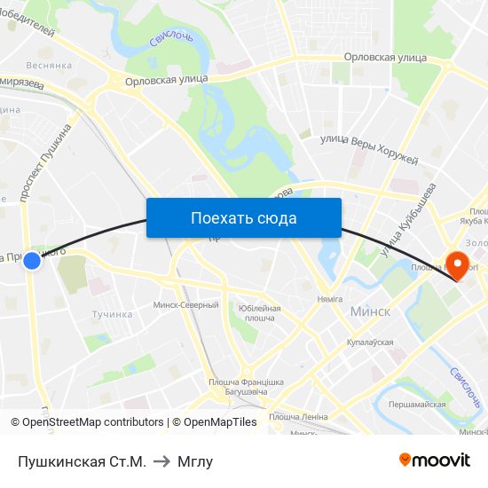 Пушкинская Ст.М. to Мглу map