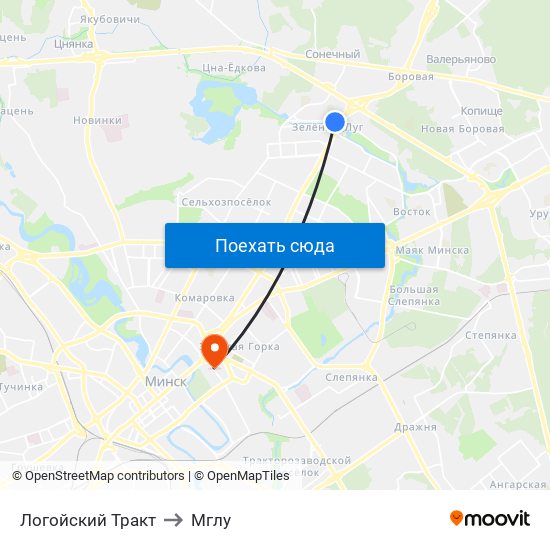 Логойский Тракт to Мглу map