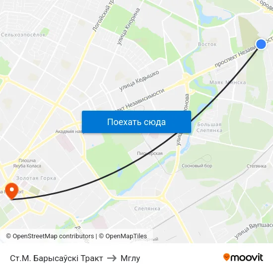 Ст.М. Барысаўскі Тракт to Мглу map