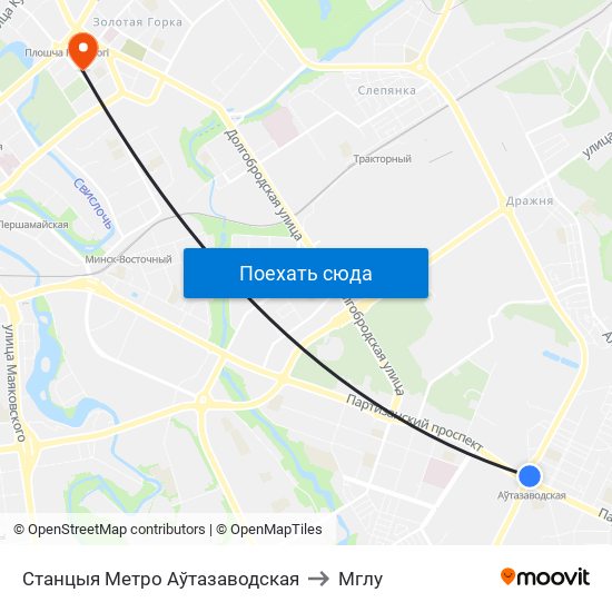 Станцыя Метро Аўтазаводская to Мглу map