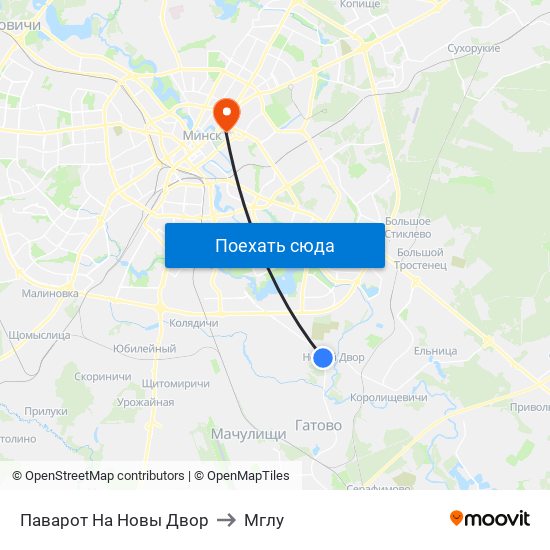 Паварот На Новы Двор to Мглу map