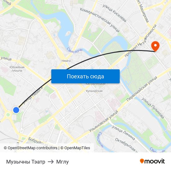 Музычны Тэатр to Мглу map