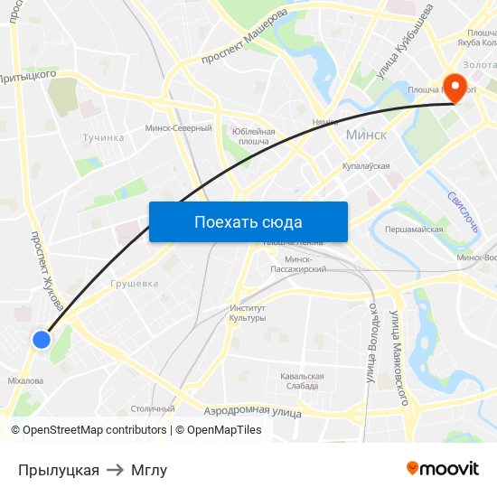 Прылуцкая to Мглу map