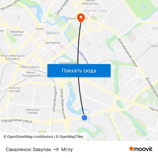 Сакалянскі Завулак to Мглу map