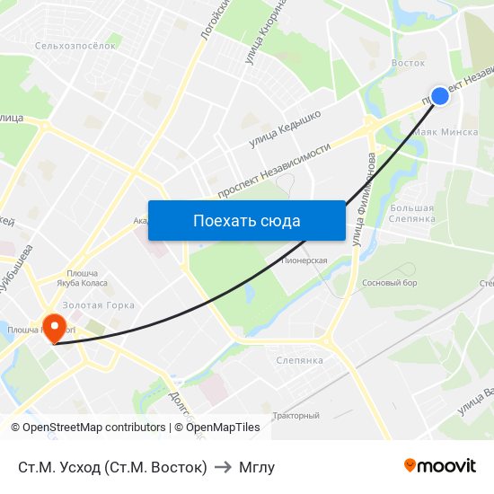 Ст.М. Усход (Ст.М. Восток) to Мглу map