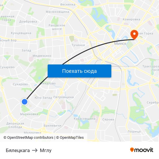 Бялецкага to Мглу map