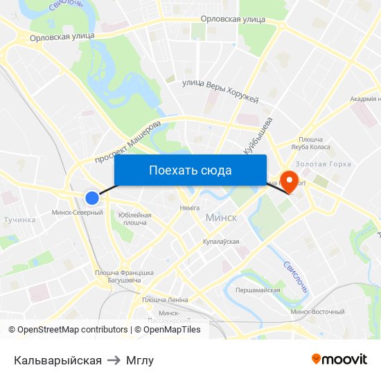 Кальварыйская to Мглу map