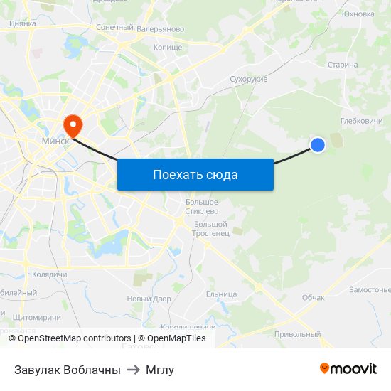 Завулак Воблачны to Мглу map