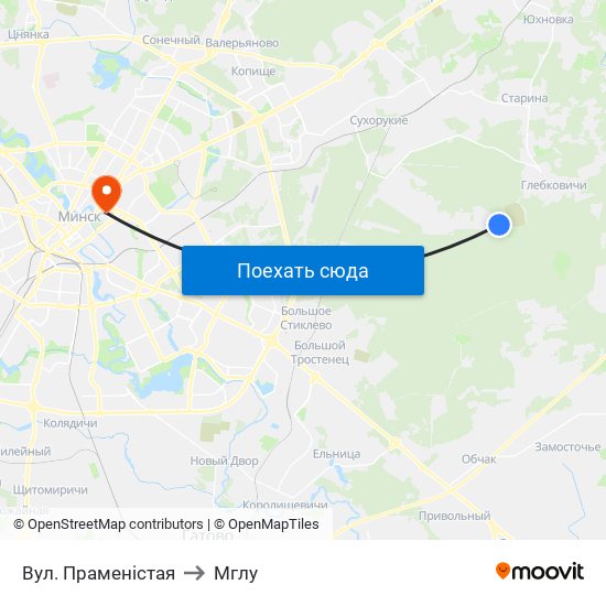 Вул. Праменістая to Мглу map