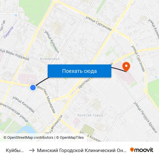 Куйбышева to Минский Городской Клинический Онкодиспансер map