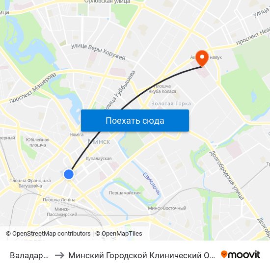 Валадарскага to Минский Городской Клинический Онкодиспансер map