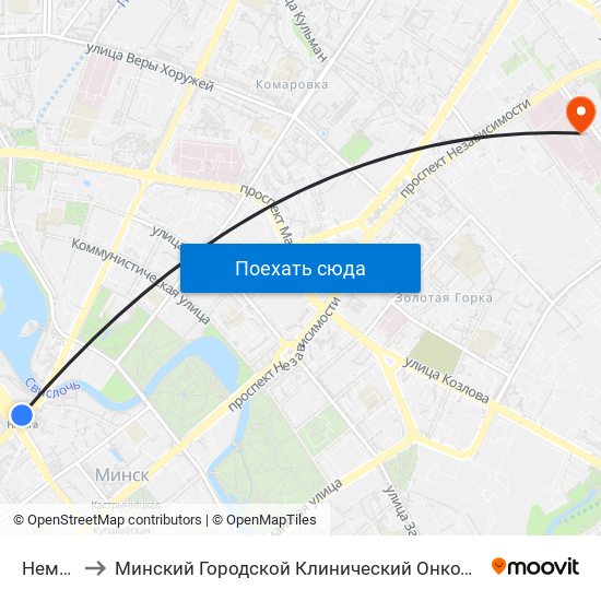 Немига to Минский Городской Клинический Онкодиспансер map