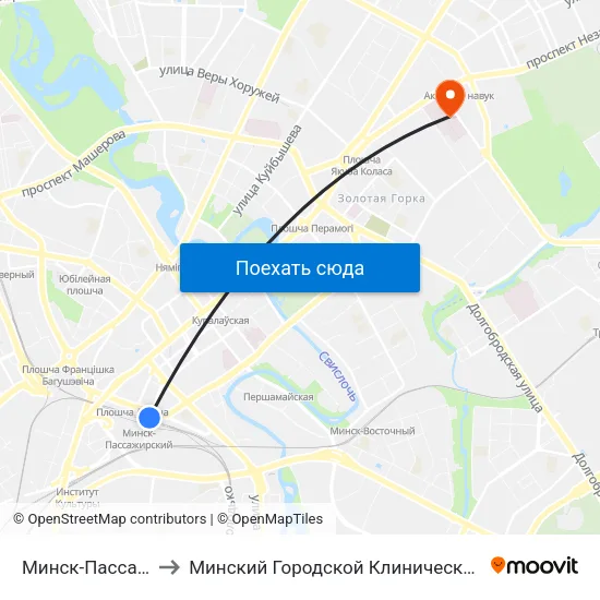 Минск-Пассажирский to Минский Городской Клинический Онкодиспансер map