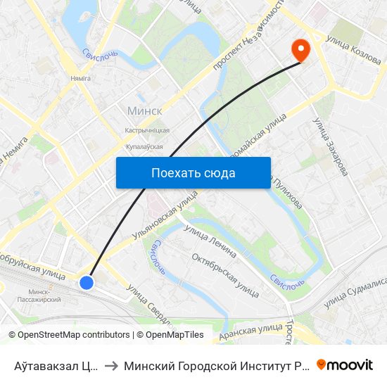 Аўтавакзал Цэнтральны to Минский Городской Институт Развития Образования map