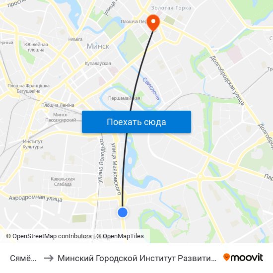 Сямёнава to Минский Городской Институт Развития Образования map