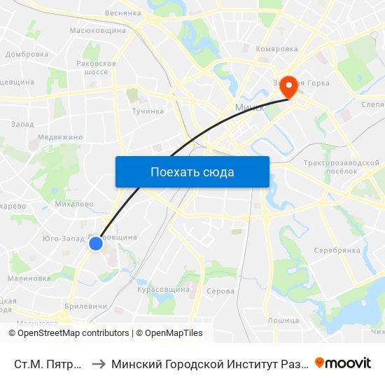 Ст.М. Пятроўшчына to Минский Городской Институт Развития Образования map