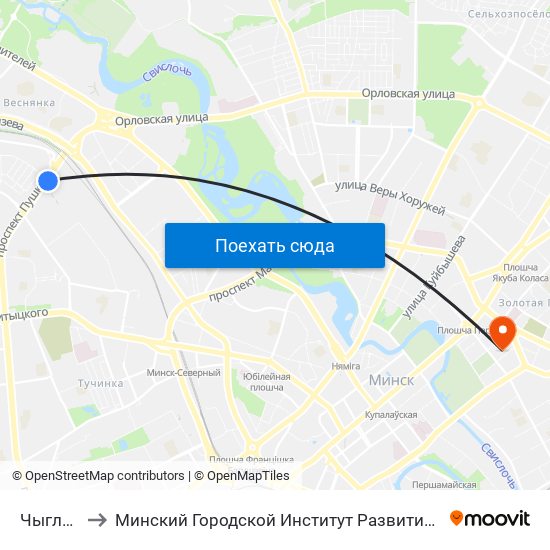 Чыгладзэ to Минский Городской Институт Развития Образования map