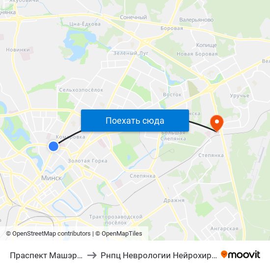 Праспект Машэрава to Рнпц Неврологии Нейрохирурги map