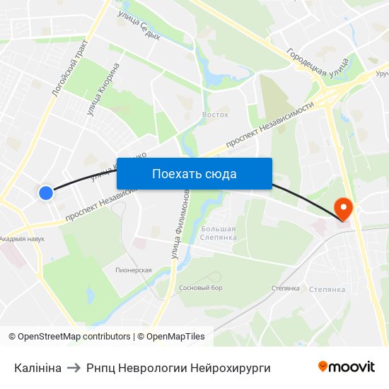 Калініна to Рнпц Неврологии Нейрохирурги map