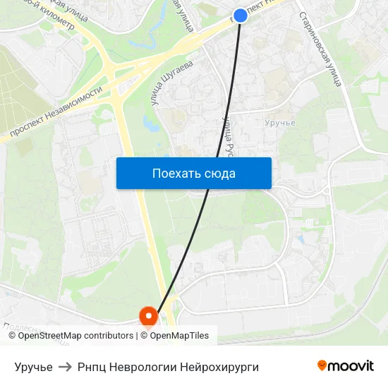 Уручье to Рнпц Неврологии Нейрохирурги map