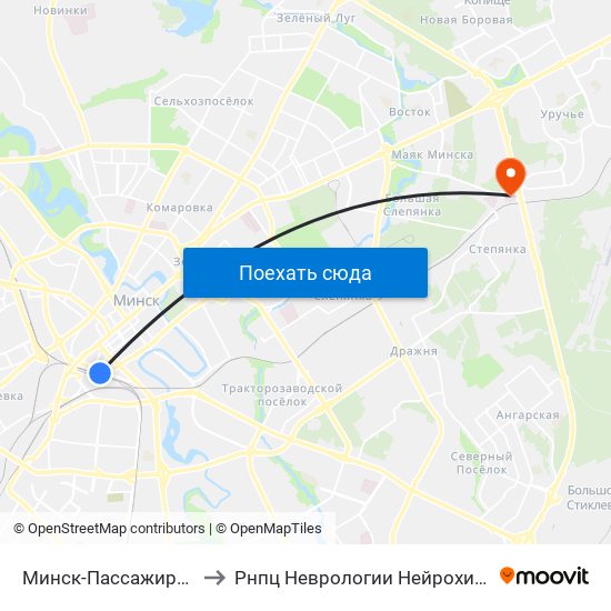 Минск-Пассажирский to Рнпц Неврологии Нейрохирурги map