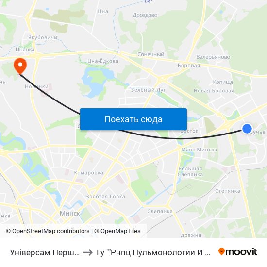 Універсам Першамайскі to Гу ""Рнпц Пульмонологии И Фтизиатрии"" map