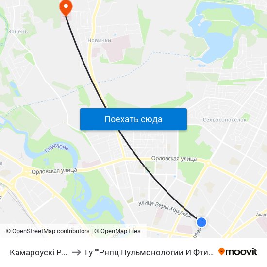 Камароўскі Рынак to Гу ""Рнпц Пульмонологии И Фтизиатрии"" map