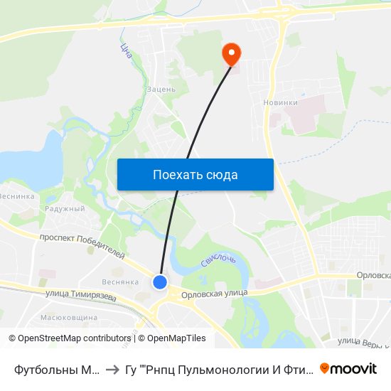 Футбольны Манеж to Гу ""Рнпц Пульмонологии И Фтизиатрии"" map