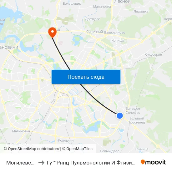 Могилевская to Гу ""Рнпц Пульмонологии И Фтизиатрии"" map