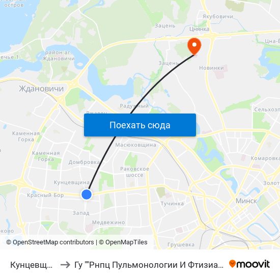 Кунцевщина to Гу ""Рнпц Пульмонологии И Фтизиатрии"" map