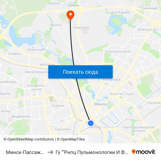 Минск-Пассажирский to Гу ""Рнпц Пульмонологии И Фтизиатрии"" map