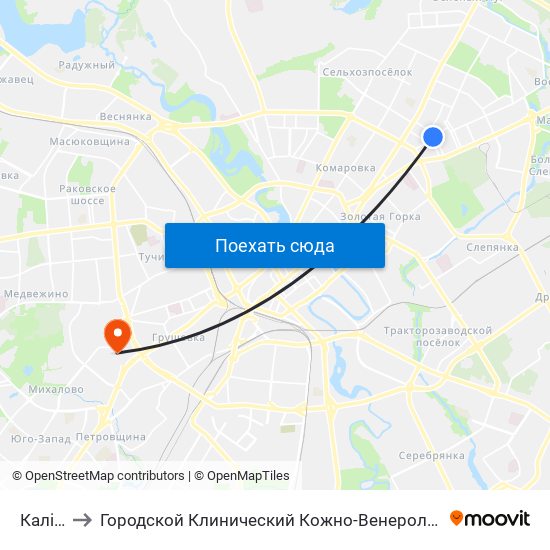 Калініна to Городской Клинический Кожно-Венерологический Диспансер map