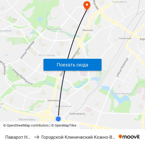 Паварот На Філіял Бду to Городской Клинический Кожно-Венерологический Диспансер map