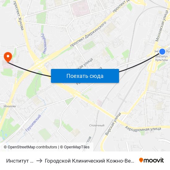 Институт Культуры to Городской Клинический Кожно-Венерологический Диспансер map