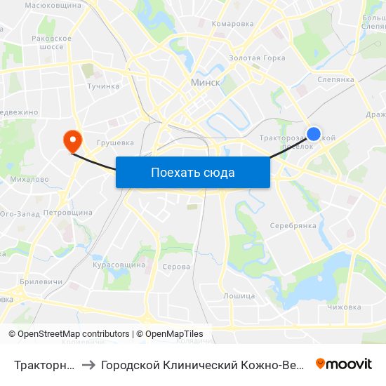 Тракторный Завод to Городской Клинический Кожно-Венерологический Диспансер map