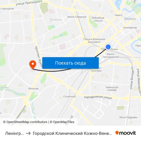 Ленінградская to Городской Клинический Кожно-Венерологический Диспансер map